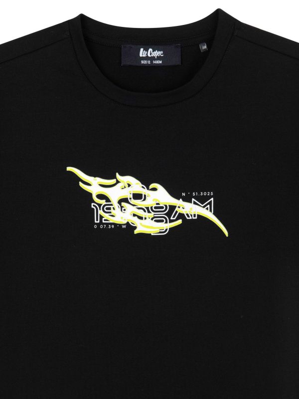 טי שירט עם שרוולים קצרים והדפס דו צדדי לילדים