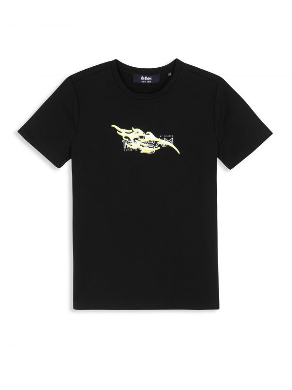 טי שירט עם שרוולים קצרים והדפס דו צדדי לילדים