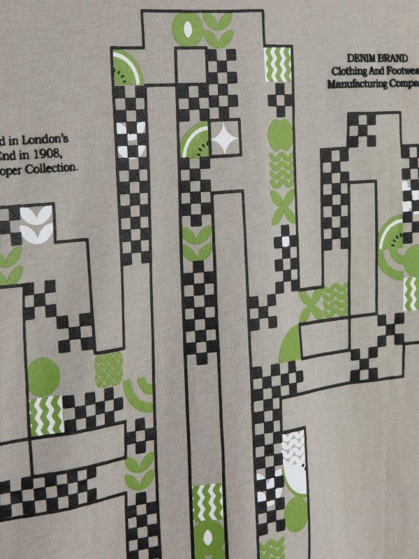 טי שירט עם הדפס דו צדדי בסטייל גיאומטרי לילדים