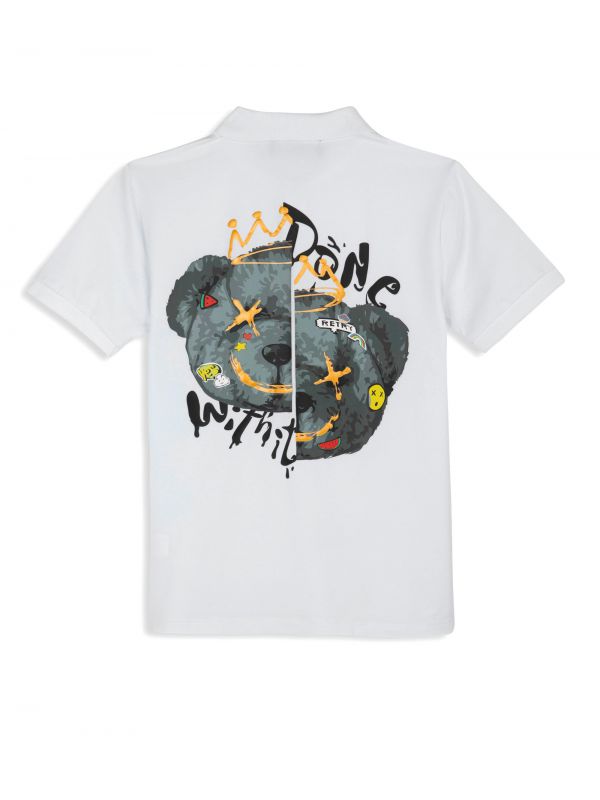 חולצת פולו עם הדפס דובי לילדים