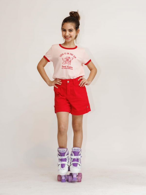 מכנסיים קצרים עם קפל במכפלת לילדות