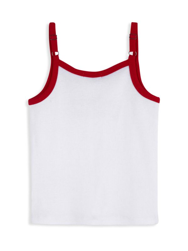 גופיית ספגטי עם הדפס לבבות לילדות