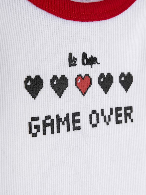 גופיית ספגטי עם הדפס לבבות לילדות