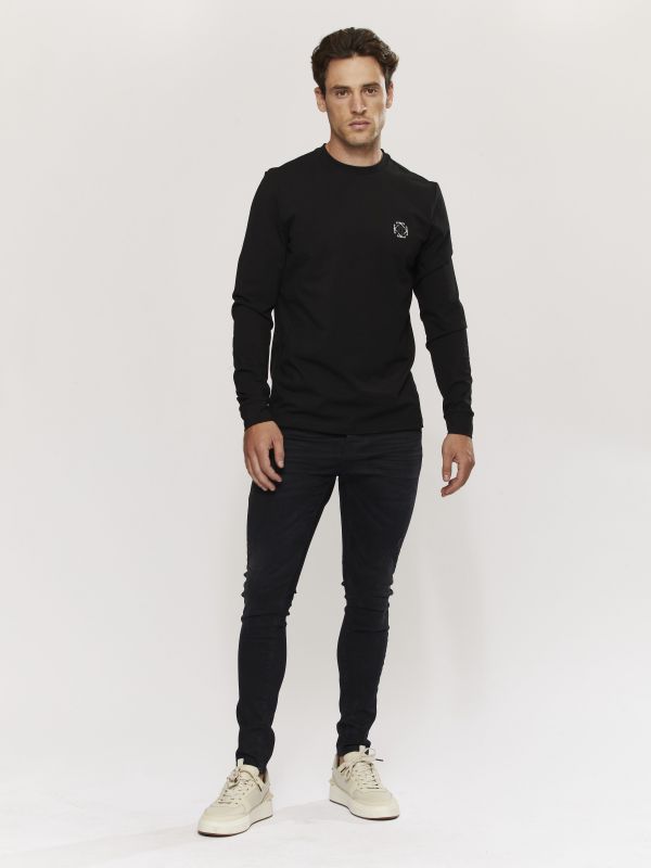 מכנסי ג’ינס SLIM MARTIN שחור עם DAMAGE לגברים