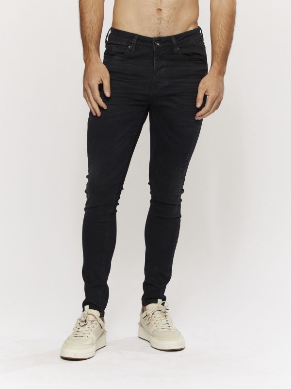 מכנסי ג’ינס SLIM MARTIN שחור עם DAMAGE לגברים