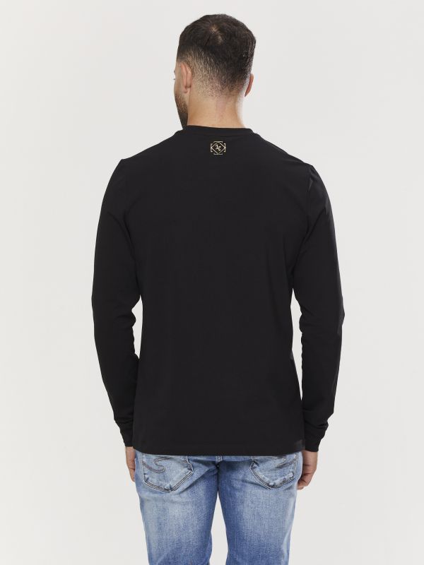 טי שירט ארוכה לגברים עם הדפס דו צדדי