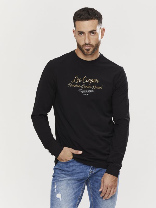 טי שירט ארוכה לגברים עם הדפס דו צדדי