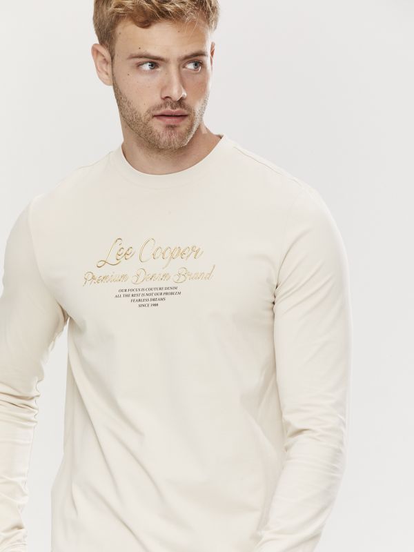 טי שירט ארוכה לגברים עם הדפס דו צדדי