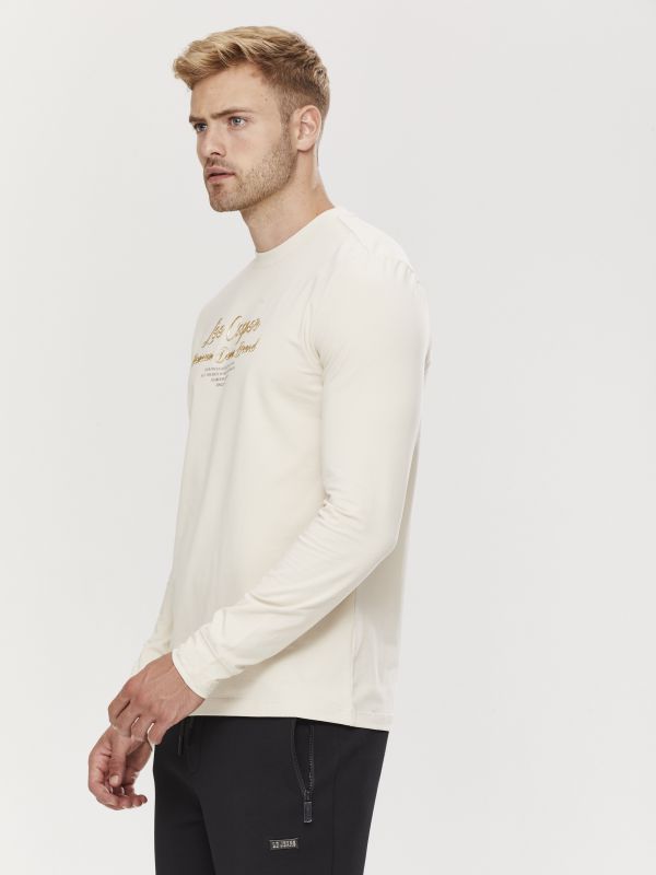 טי שירט ארוכה לגברים עם הדפס דו צדדי