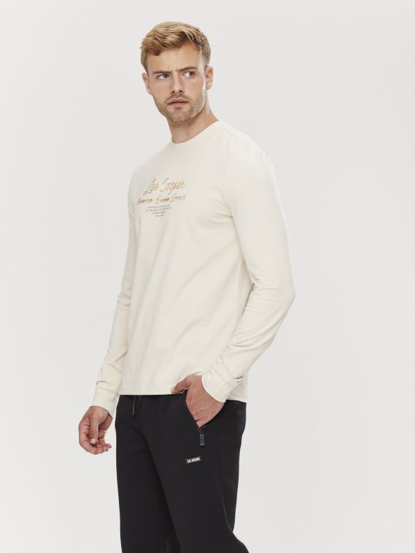 טי שירט ארוכה לגברים עם הדפס דו צדדי