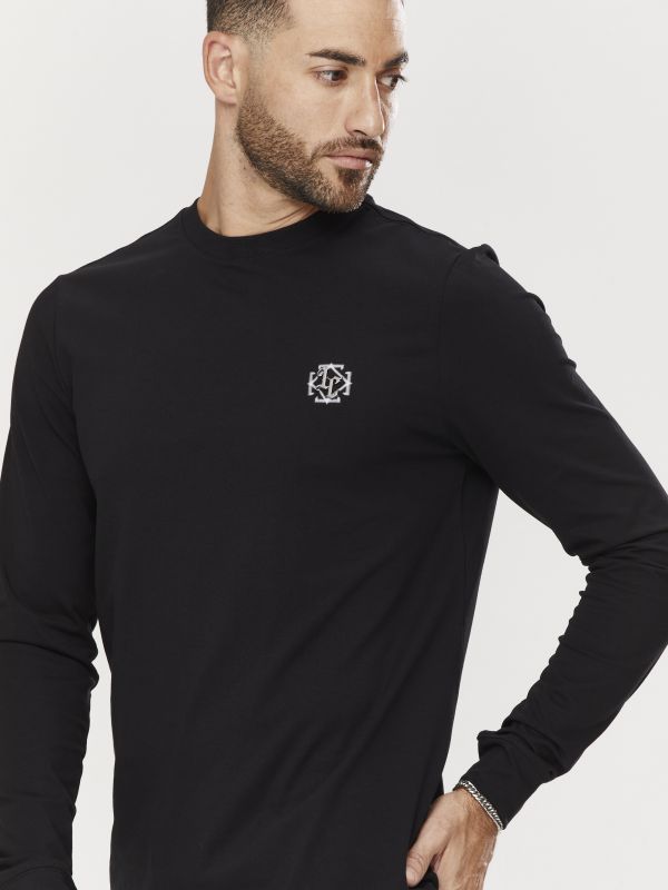 טי שירט ארוכה לגברים עם הדפס דו צדדי