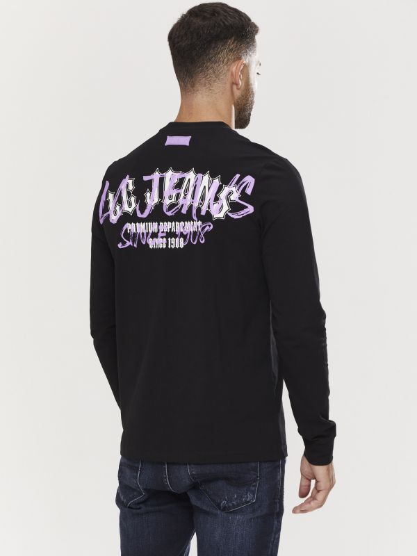 טי שירט ארוכה לגברים עם הדפס דו צדדי