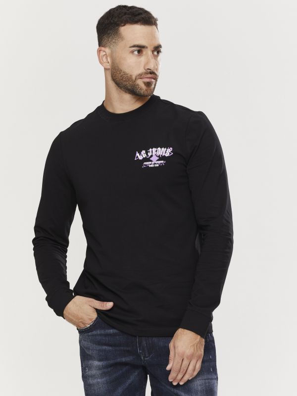 טי שירט ארוכה לגברים עם הדפס דו צדדי