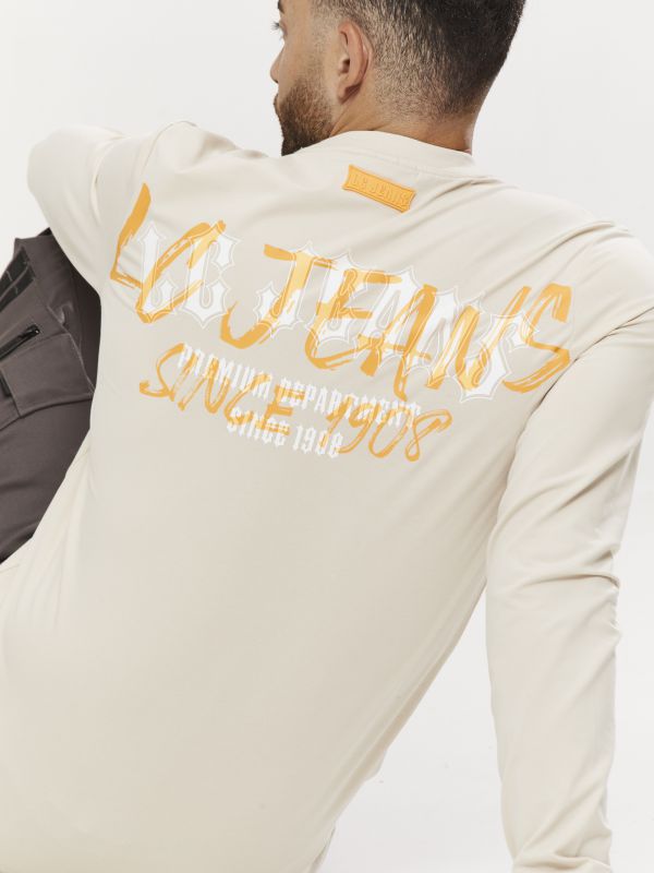 טי שירט ארוכה לגברים עם הדפס דו צדדי