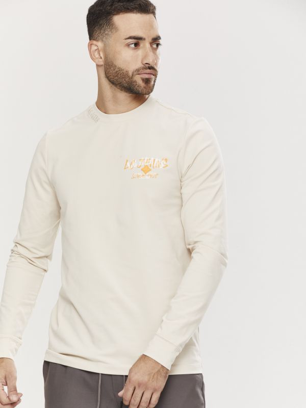 טי שירט ארוכה לגברים עם הדפס דו צדדי