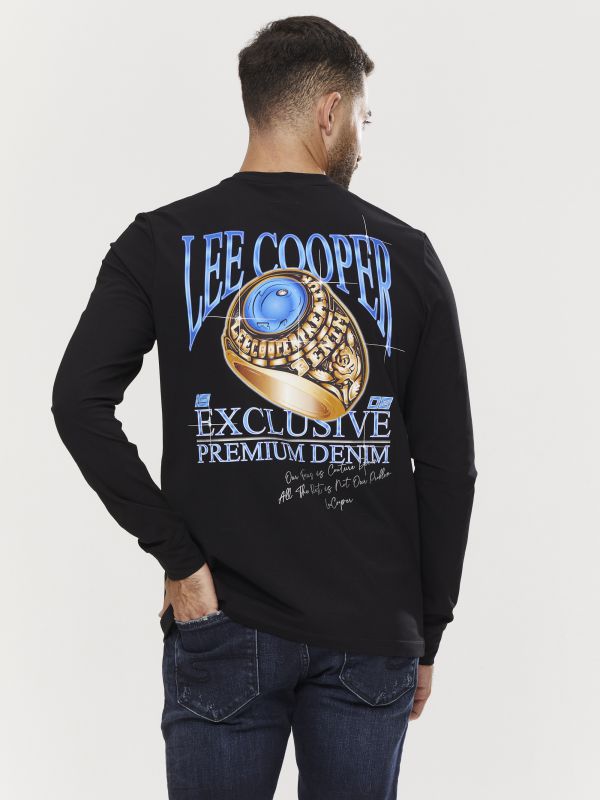 טי שירט ארוכה לגברים עם הדפס דו צדדי