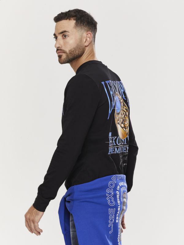 טי שירט ארוכה לגברים עם הדפס דו צדדי