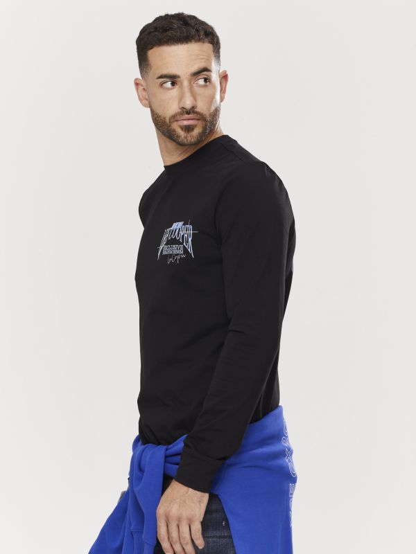 טי שירט ארוכה לגברים עם הדפס דו צדדי