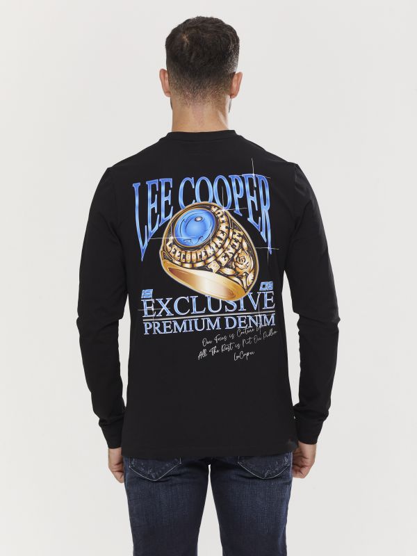 טי שירט ארוכה לגברים עם הדפס דו צדדי