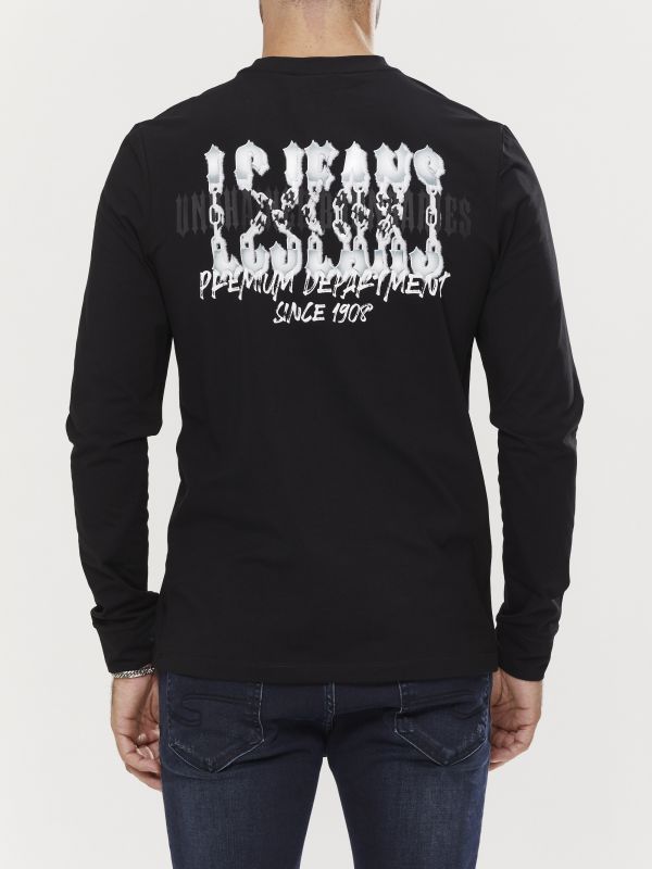 טי שירט ארוכה לגברים עם הדפס דו צדדי