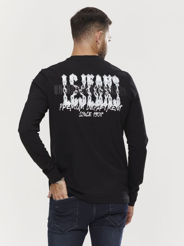 טי שירט ארוכה לגברים עם הדפס דו צדדי