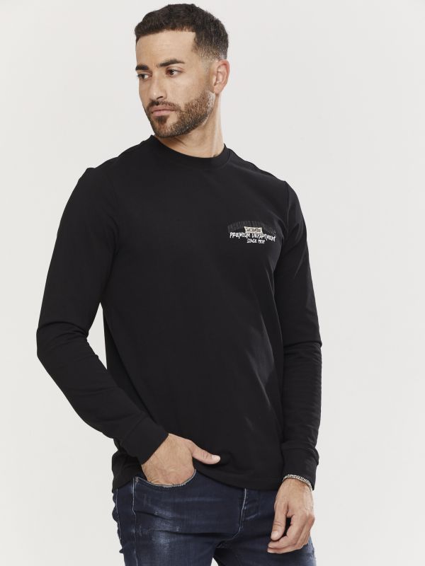 טי שירט ארוכה לגברים עם הדפס דו צדדי