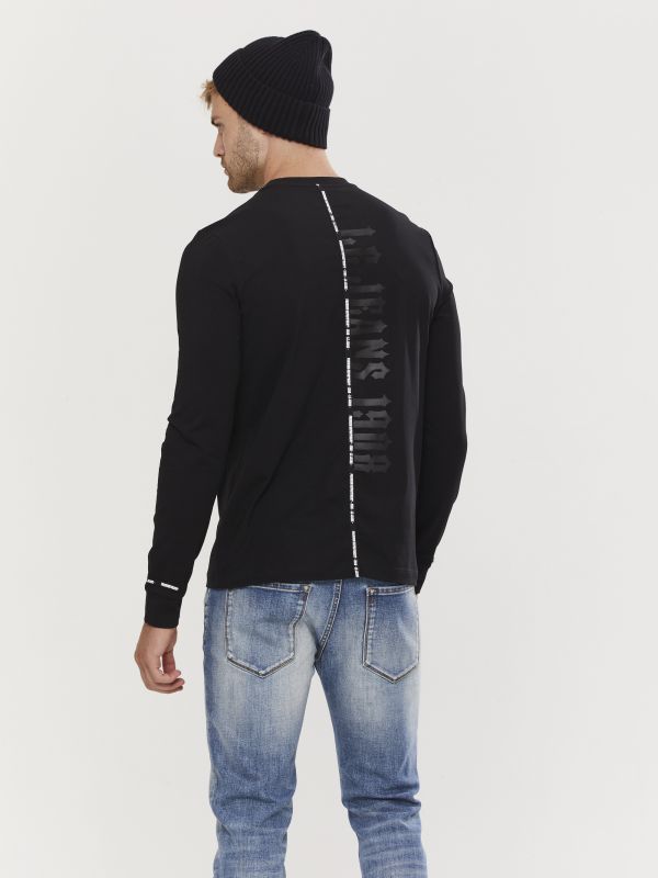 טי שירט ארוכה לגברים עם הדפס דו צדדי