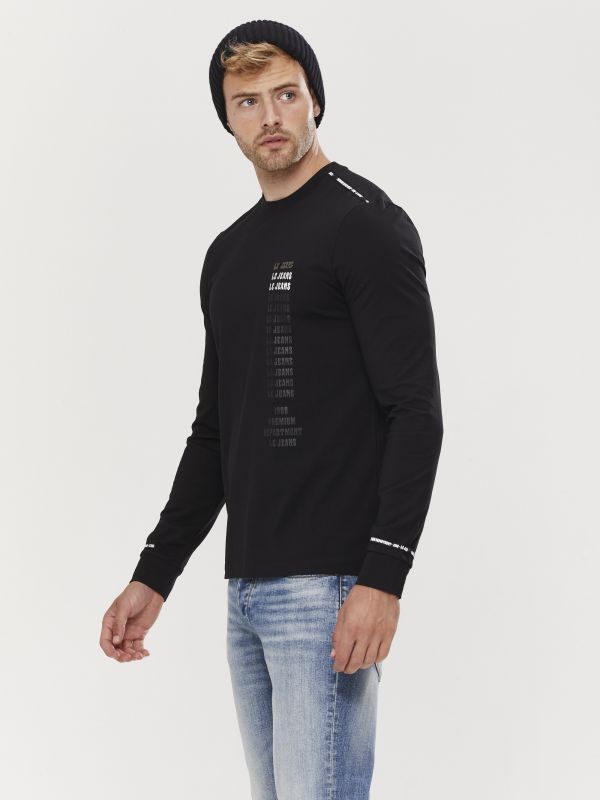 טי שירט ארוכה לגברים עם הדפס דו צדדי