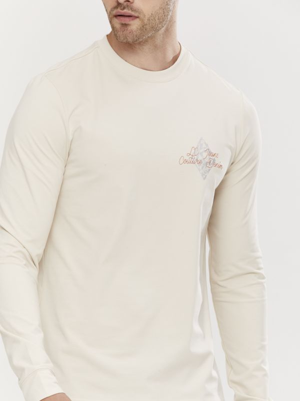 טי שירט ארוכה לגברים עם הדפס דו צדדי