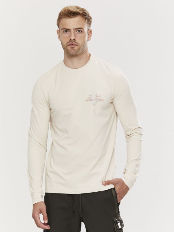 טי שירט ארוכה לגברים עם הדפס דו צדדי