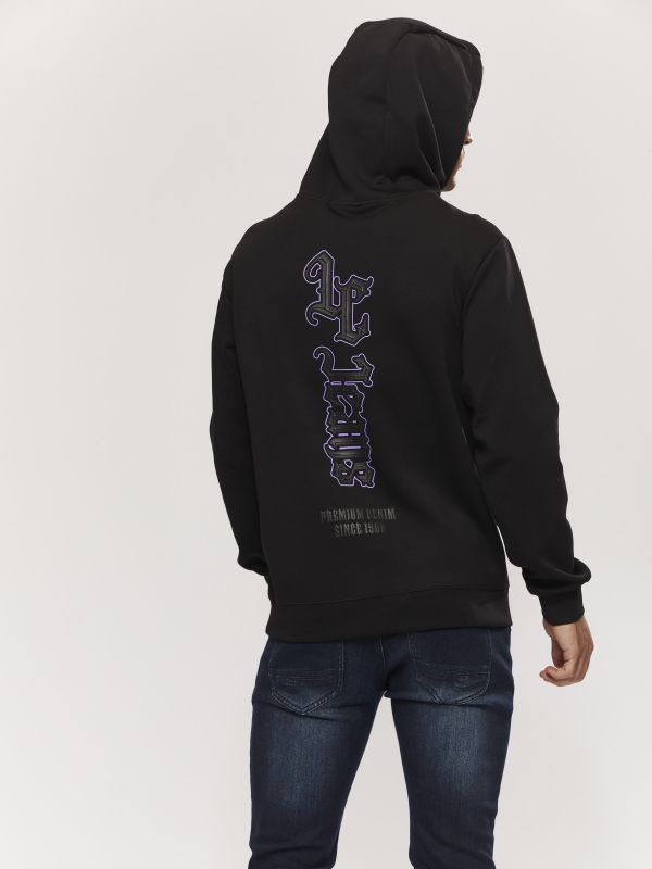 סווטשירט עם קפוצ’ון והדפס דו צדדי לגברים