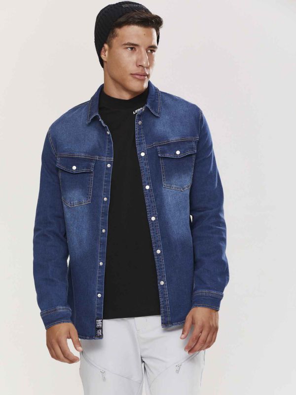 חולצת ג’ינס לגברים כחול