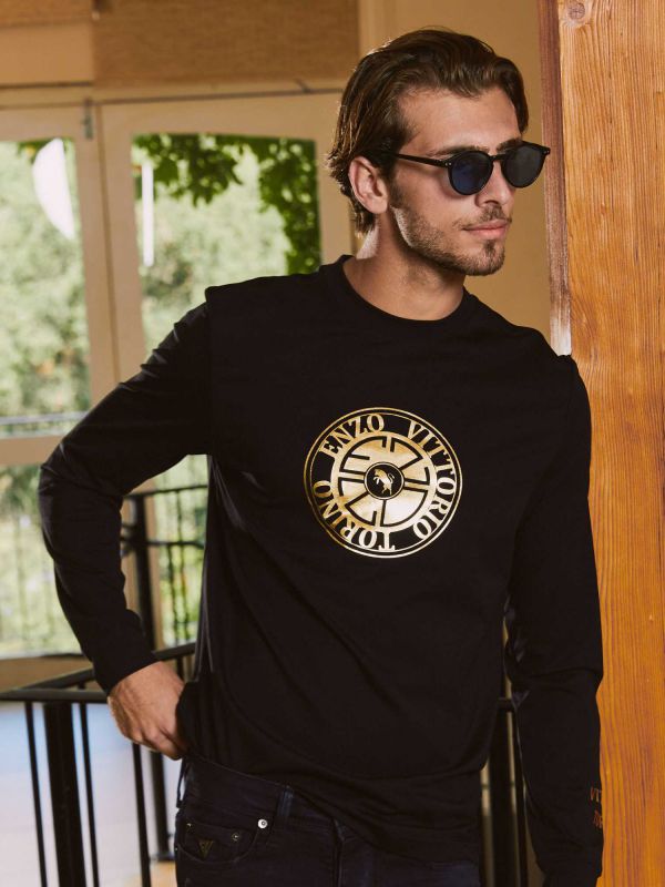 טי שירט ארוכה לגברים עם הדפס