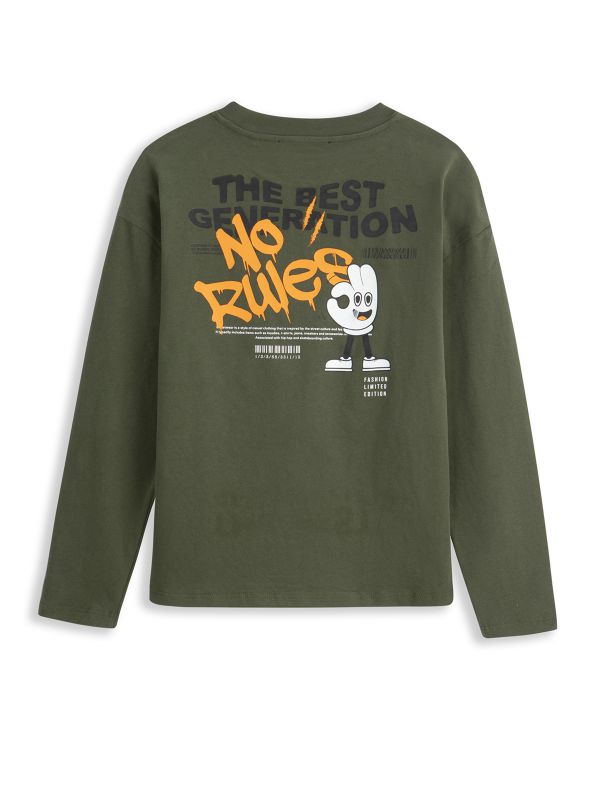 טי שירט כותנה עם הדפס דו צדדי לילדים