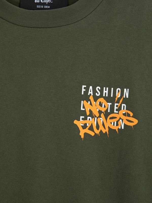 טי שירט כותנה עם הדפס דו צדדי לילדים