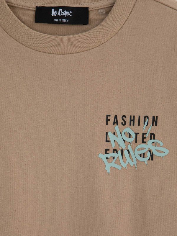 טי שירט כותנה עם הדפס דו צדדי לילדים