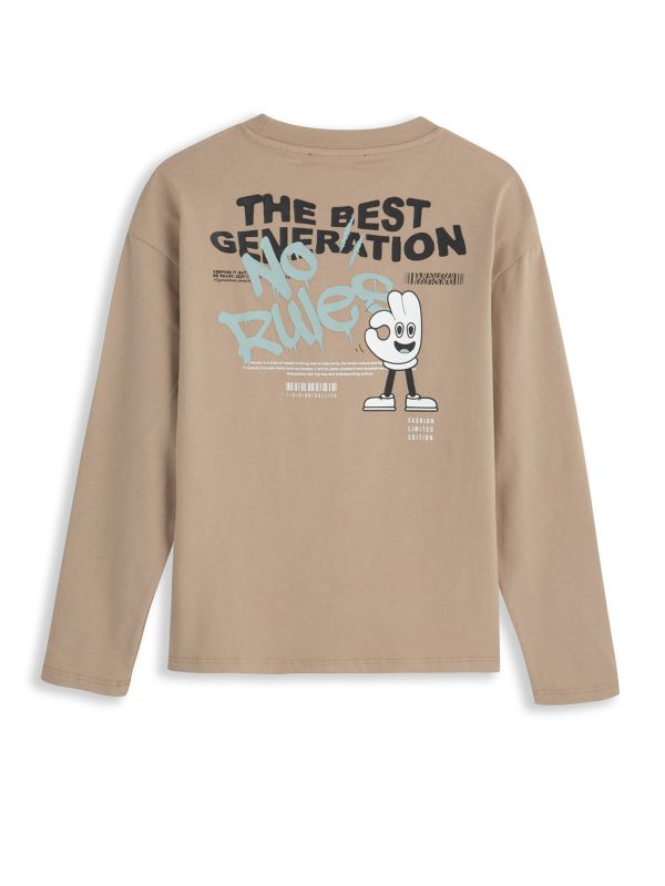 טי שירט כותנה עם הדפס דו צדדי לילדים