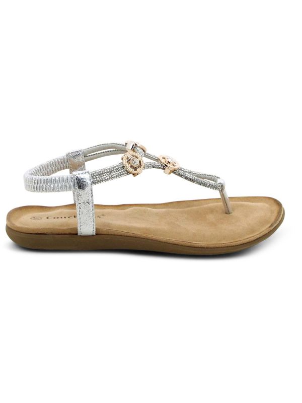 סנדלי נשים עם רצועת אצבע בשילוב אבנים