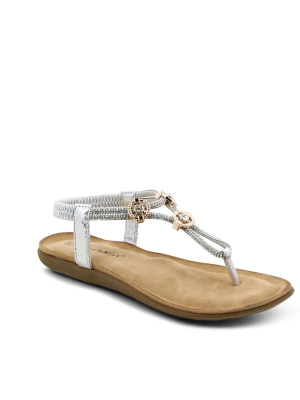 סנדלי נשים עם רצועת אצבע בשילוב אבנים