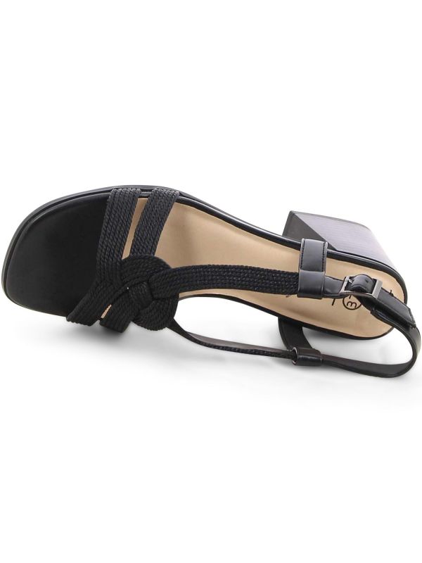 סנדלי עקב מטאליים עם רצועה קלועה לנשים