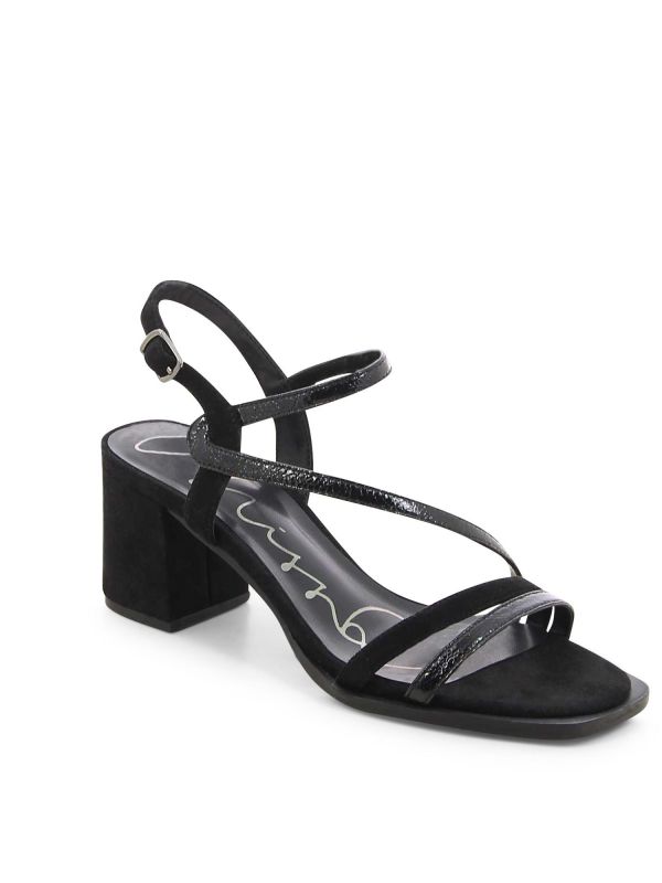 סנדלי עקב עם רצועה אלכסונית לנשים