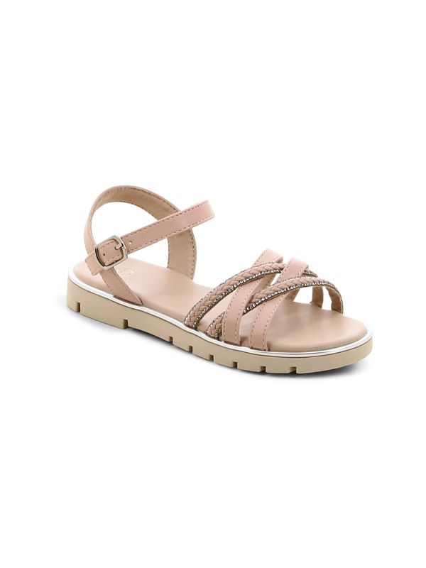 סנדלים מטאליים עם סוליית טרקטור לילדות