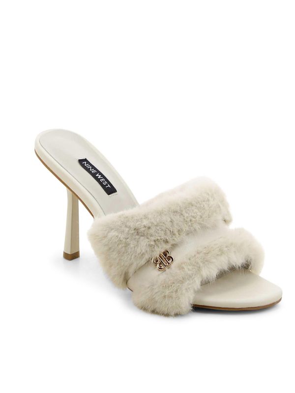 כפכפי נשים עם עקב גבוה ורצועת פרווה