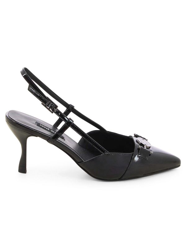 נעלי סירה בגימור מבריק לנשים עם עקב ואבזם