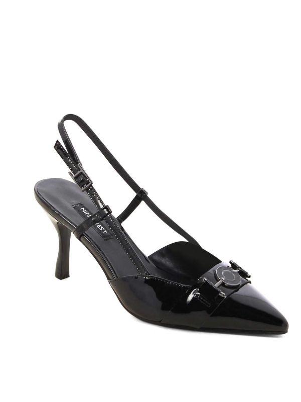 נעלי סירה בגימור מבריק לנשים עם עקב ואבזם