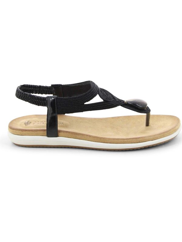 סנדלים קלועים עם תכשיט אבן משובץ לנשים