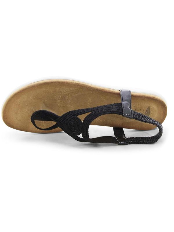 סנדלים קלועים עם תכשיט אבן משובץ לנשים