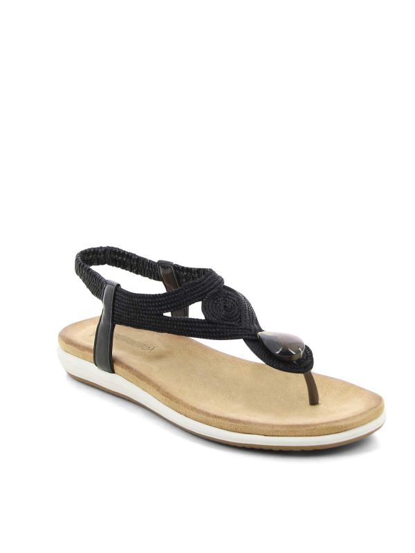 סנדלים קלועים עם תכשיט אבן משובץ לנשים