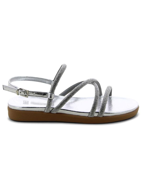 סנדלי נשים שטוחים עם רצועות מנצנצות