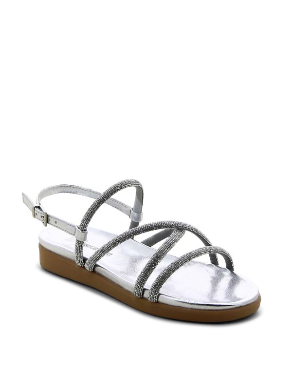 סנדלי נשים שטוחים עם רצועות מנצנצות